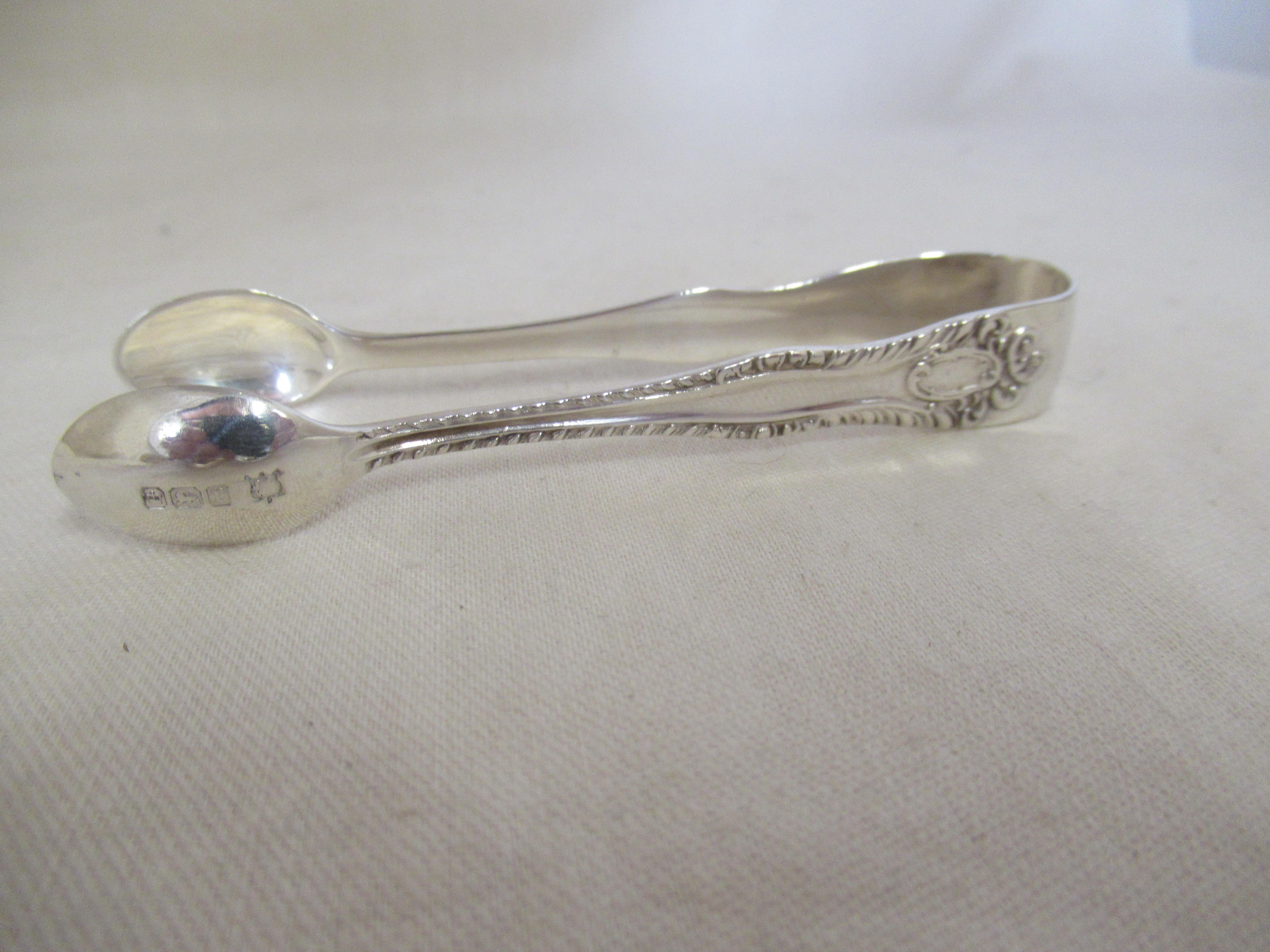 Sterling Silver  SUPERB VICTORIAN Set of 6 TEASPOONS & TONGS - Birmingham 1891 For Sale 2
