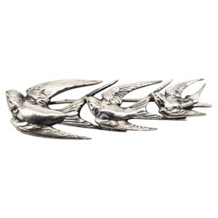 Vintage Sterling Silver Swallow Bird Pin Brooch # 19589