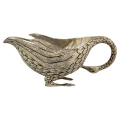 Antique Sterling Silver Swan-Form Sauce Boat, Early 20th Century