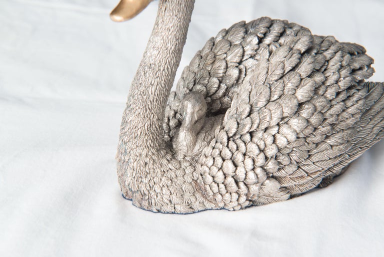 Silver Swan Handmade in England, Buccellati style For Sale 5