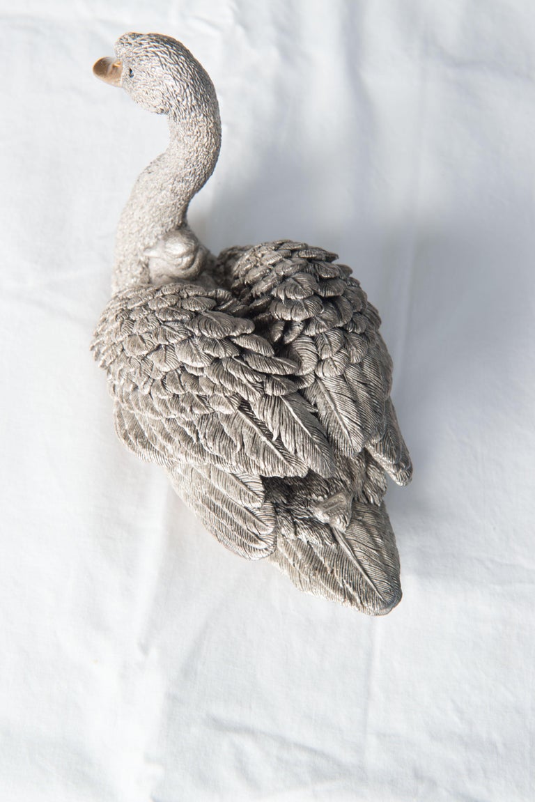 Silver Swan Handmade in England, Buccellati style For Sale 7