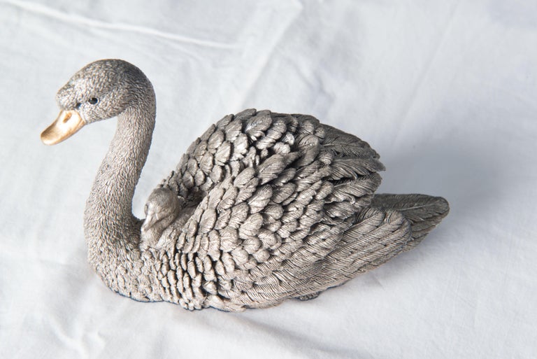 Sterling Silver Swan Handmade in England For Sale at 1stDibs