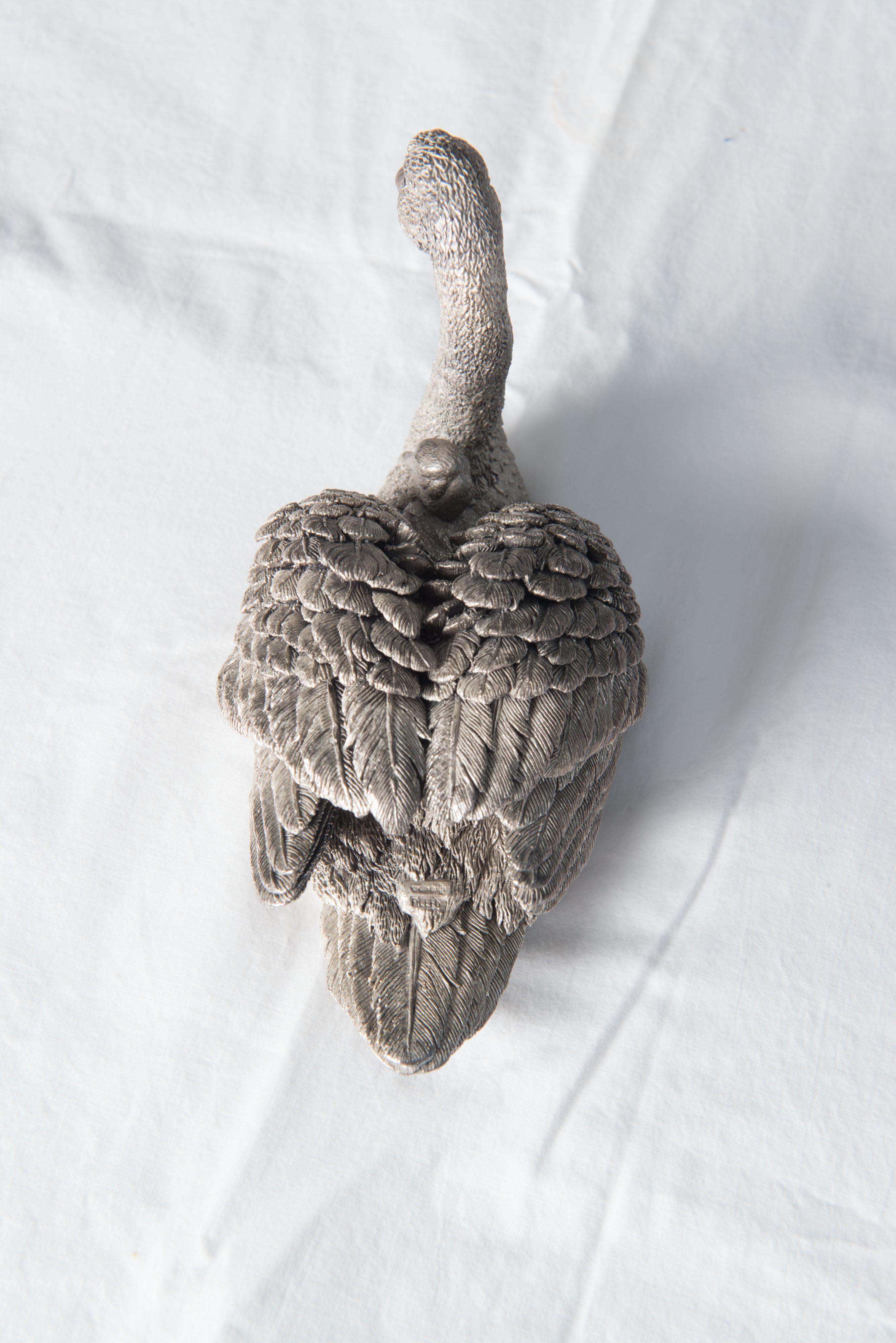 Contemporary Silver Swan Handmade in England, Buccellati style