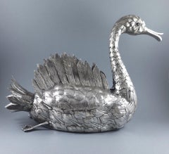 Sterling Silver Swan Planter Centerpiece