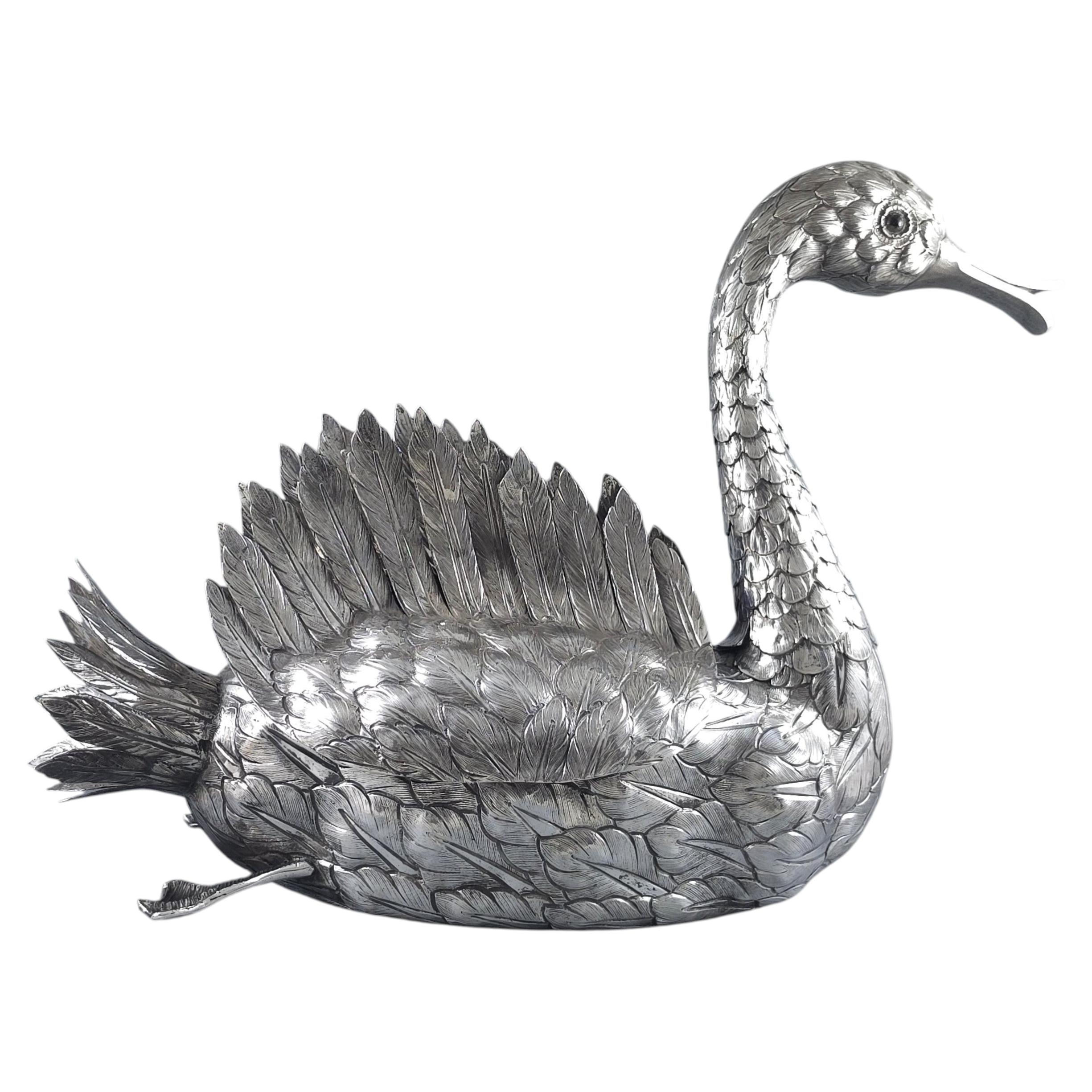 Sterling Silver Swan Planter Centerpiece