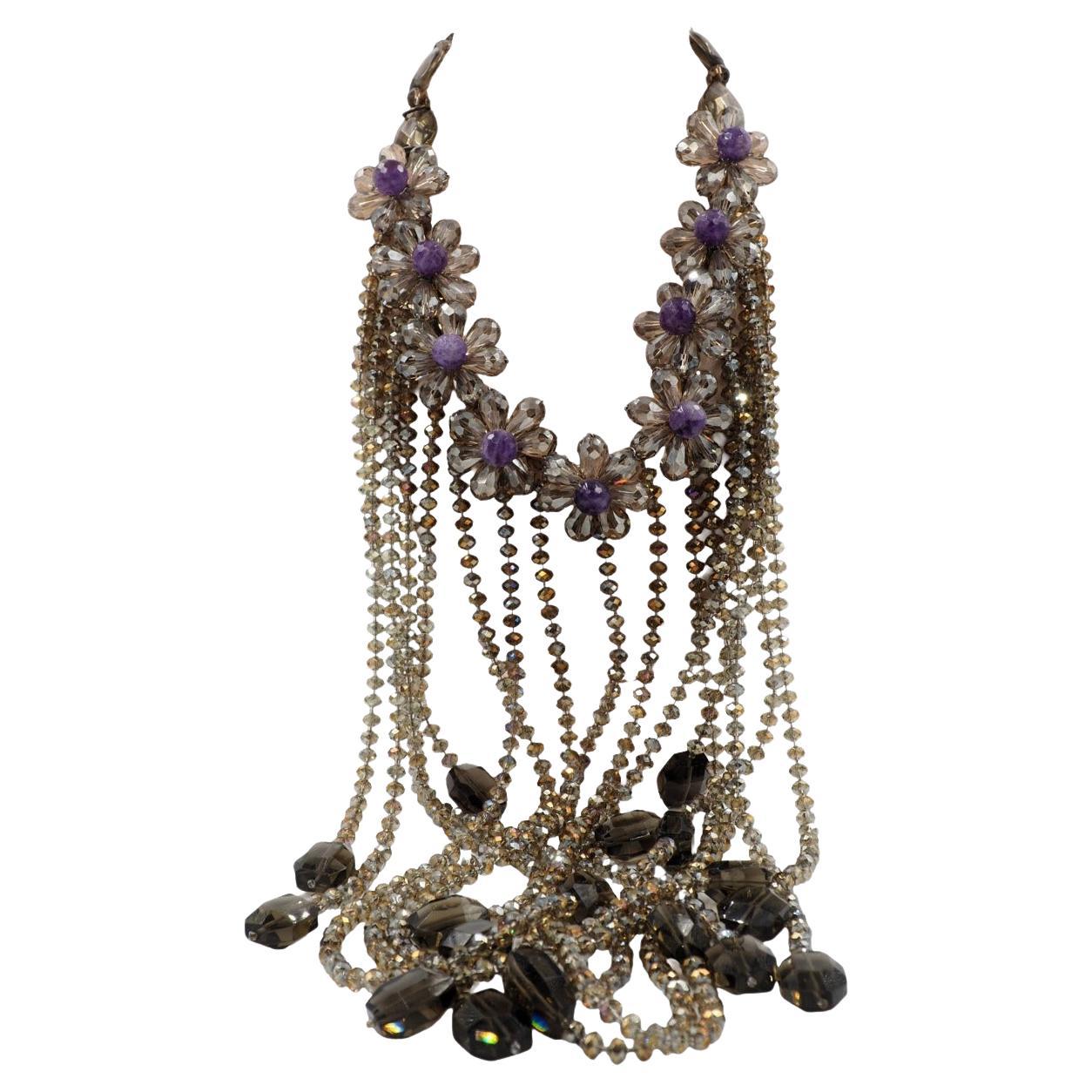 A. Silver Collana con perline grandi di Swarovski