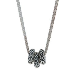 Sterling Silver Swirl Bead Trio Pendant Necklace 18" 925
