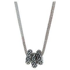 Sterling Silver Swirl Bead Trio Pendant Necklace 18" 925