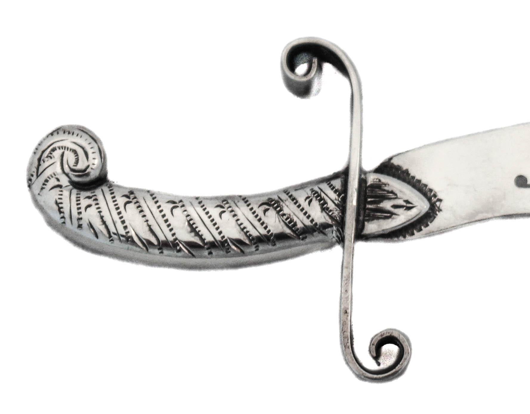Being offered is an English sterling silver bookmark made by the “M. Bros Silver Co” of Birmingham, England (hallmarked 1887). 
The firm was founded in the 1870s by Charles Miller, George Miller and Richard Miller (hence “M. Brothers Company”). A