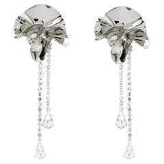 Sterling Silver Sylvia Crystal Drop Sculpted Statement Earrings