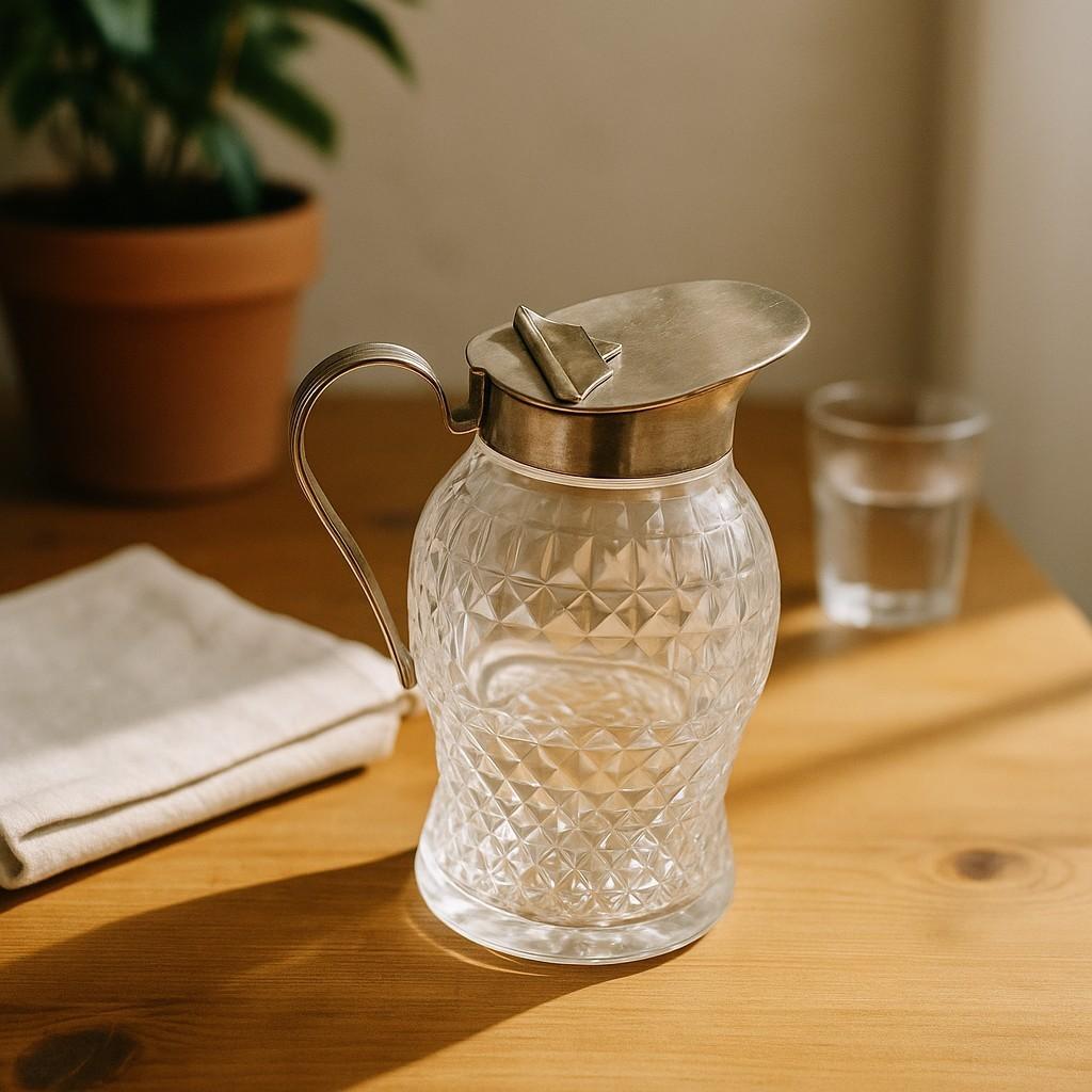 Women's or Men's Sterling Silver Syrup Jug with Crystal Body For Sale