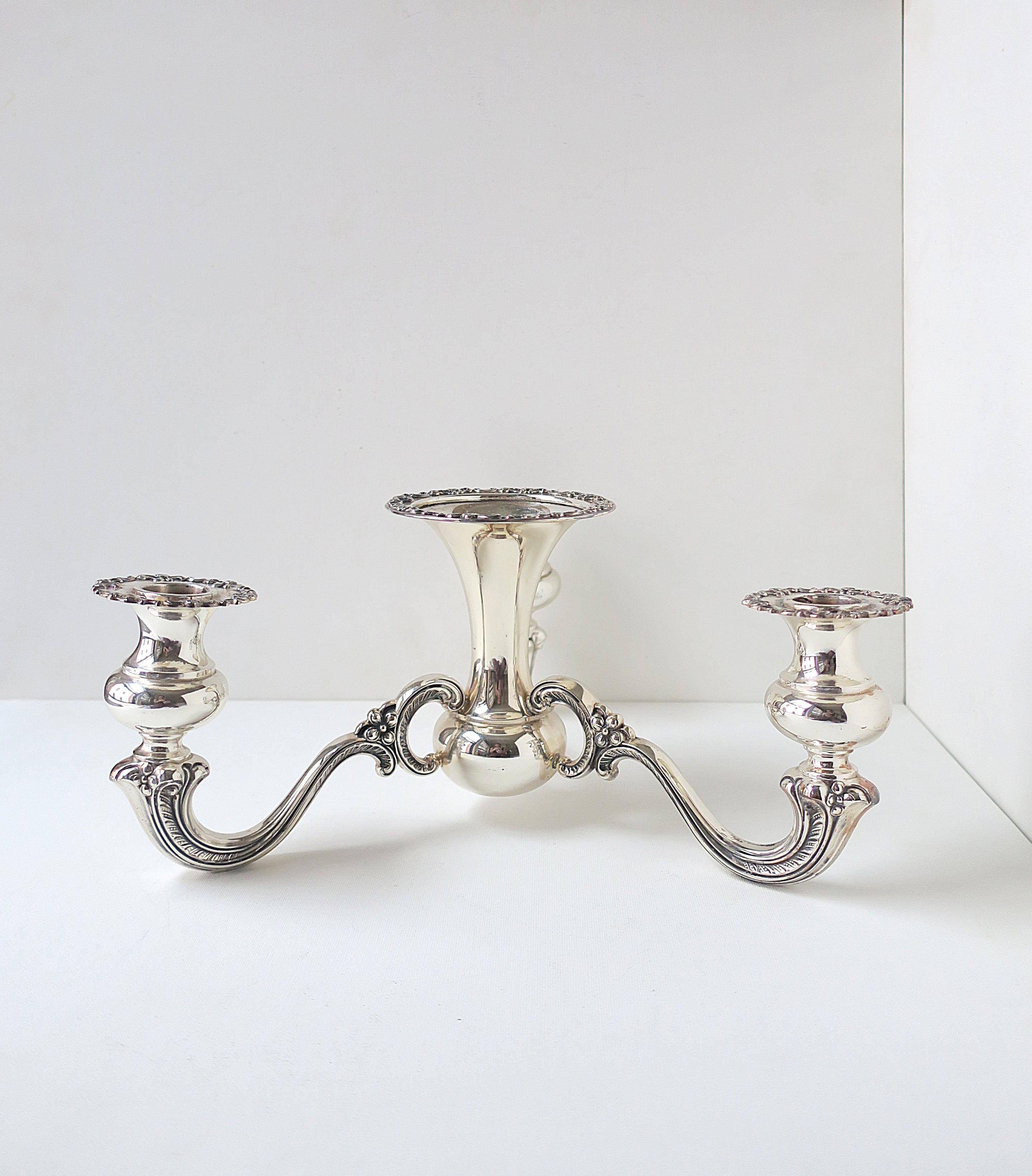 European Sterling Silver Table Candelabra Centerpiece with Vase For Sale