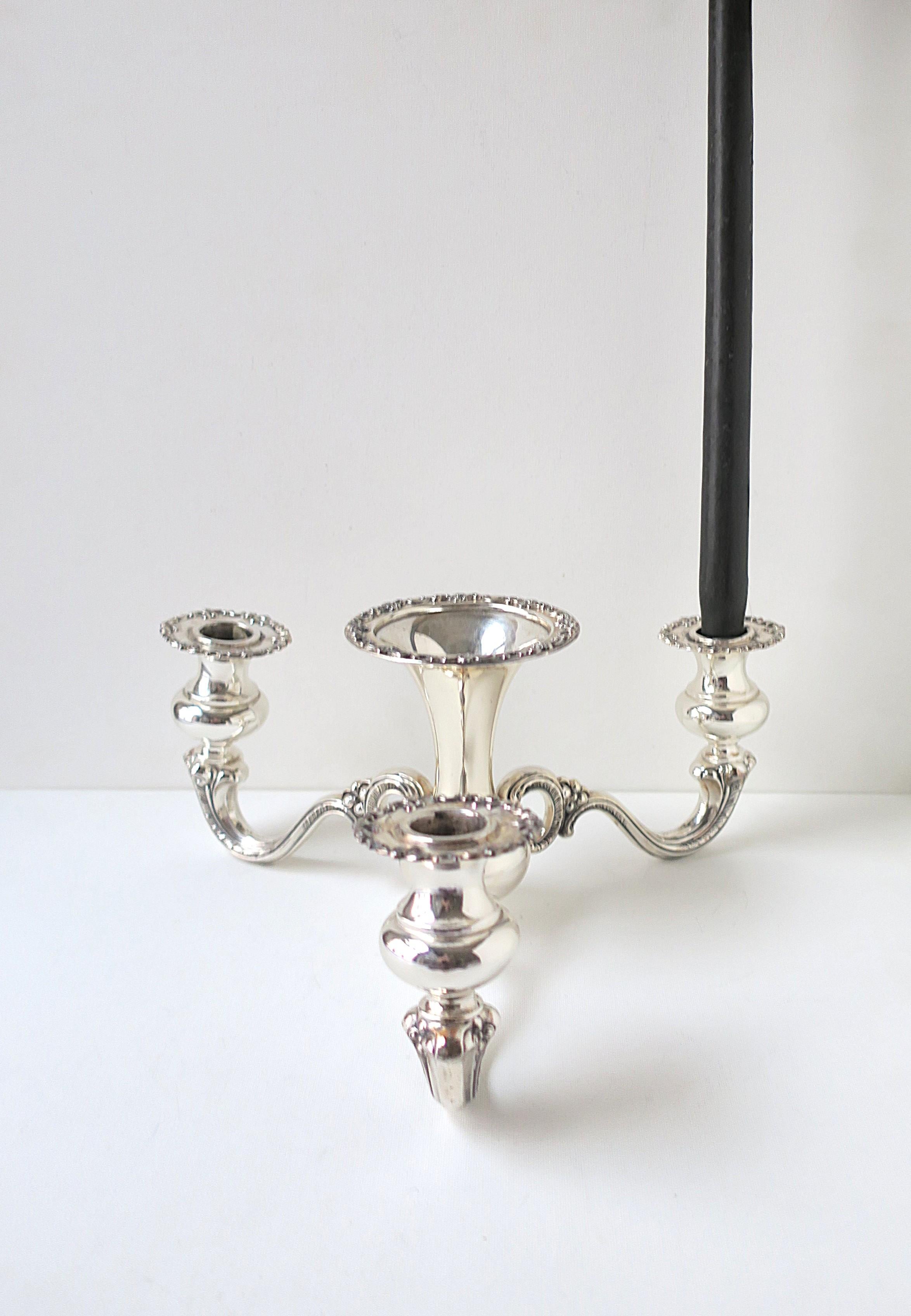 20th Century Sterling Silver Table Candelabra Centerpiece with Vase For Sale
