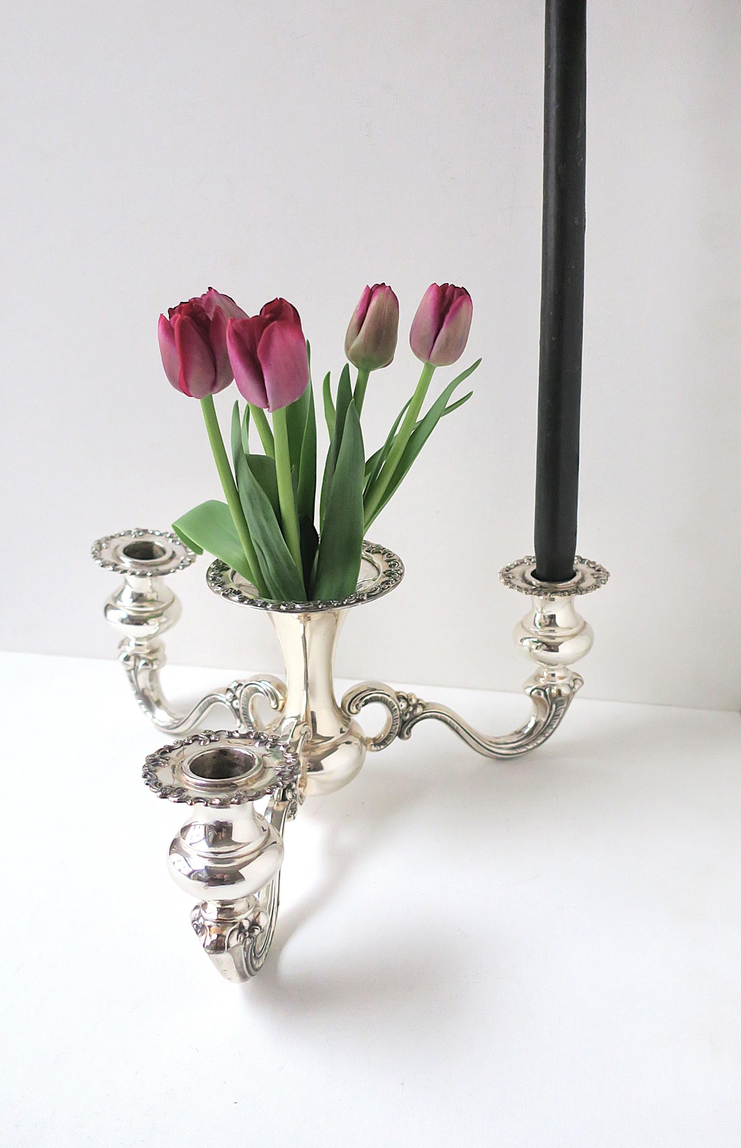 Sterling Silver Table Candelabra Centerpiece with Vase For Sale 3