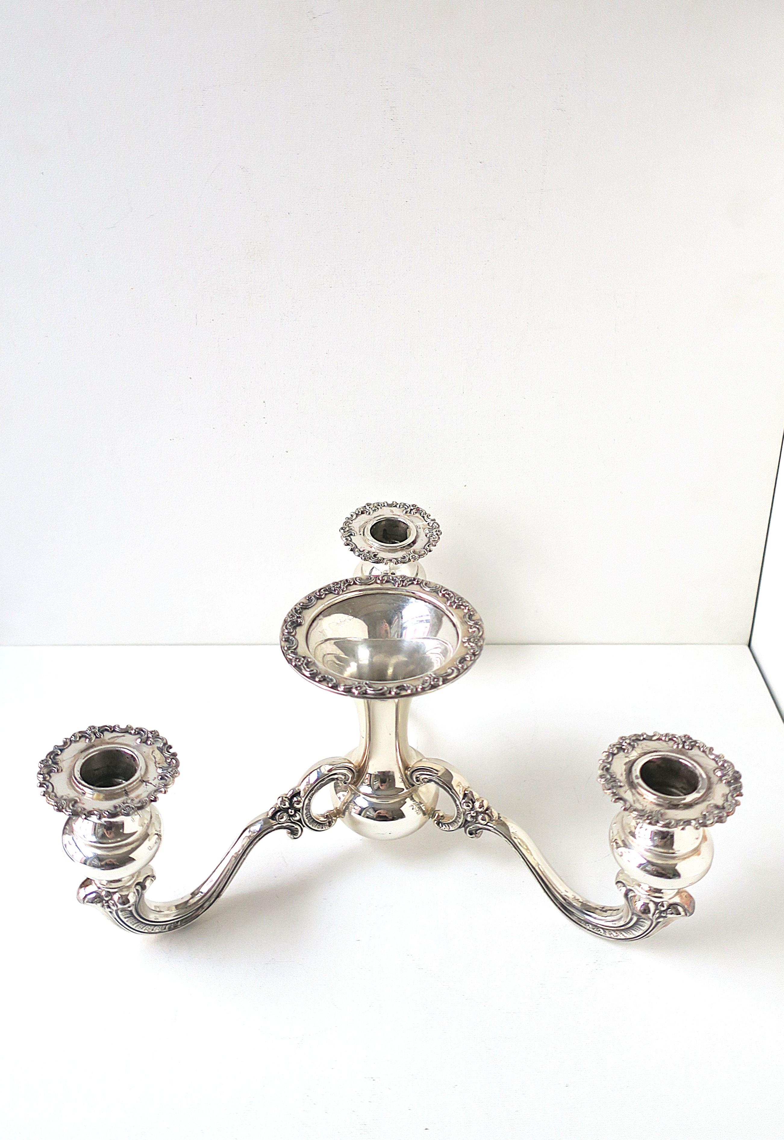 Sterling Silver Table Candelabra Centerpiece with Vase For Sale 4