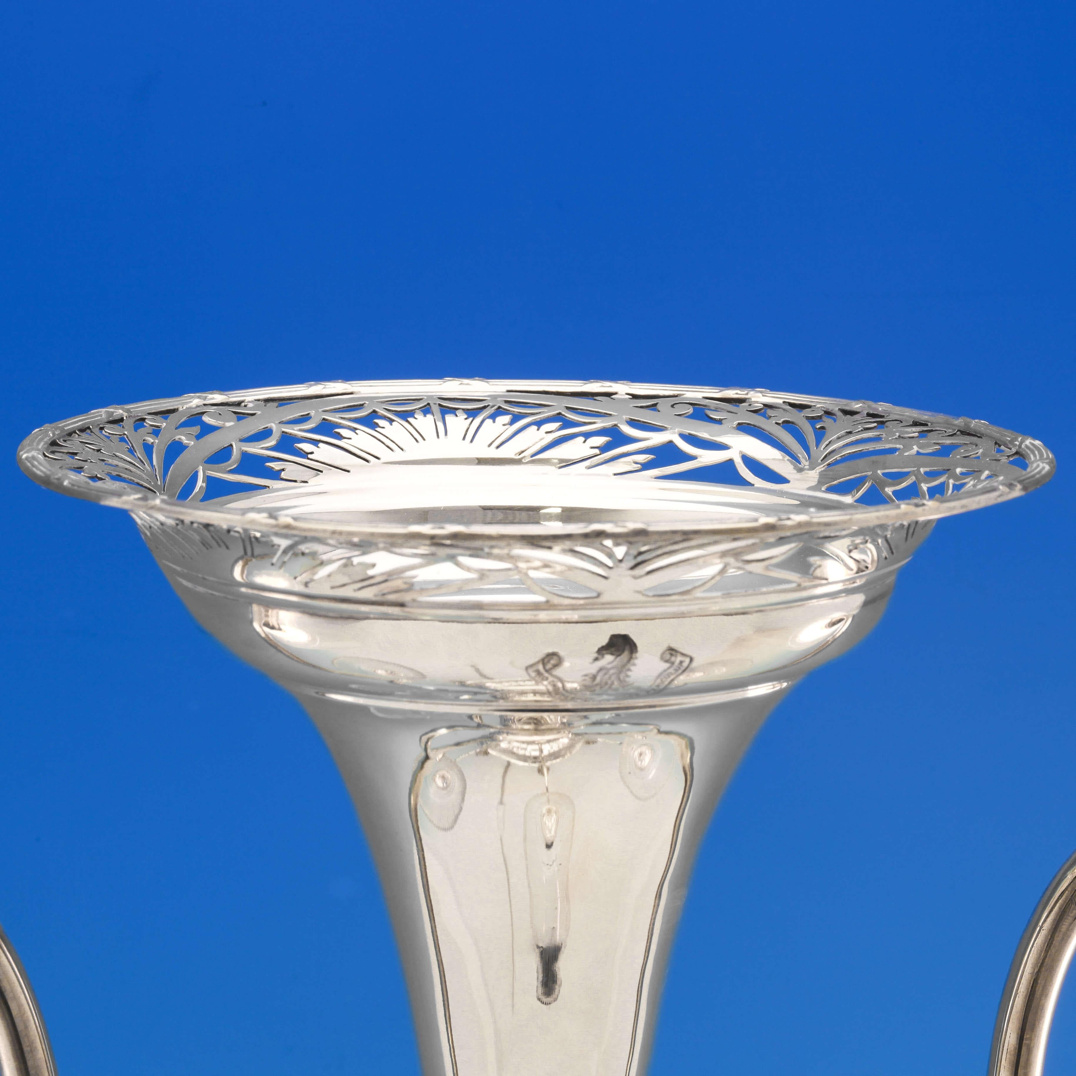 Art Nouveau Antique Sterling Silver Table Lamp & Centrepiece by James Dixon & Sons in 1907