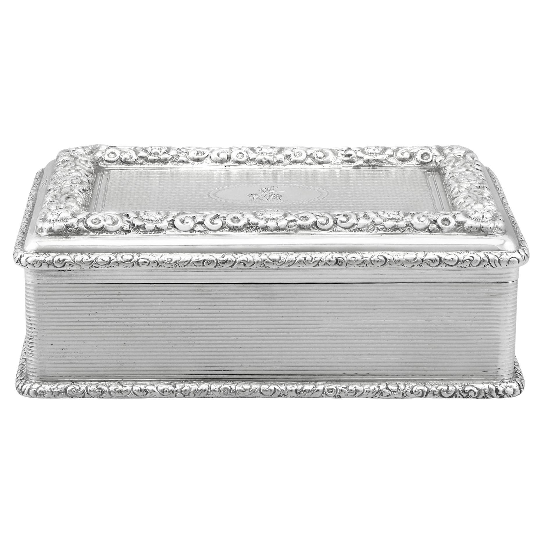 Sterling Silver Table Snuff Box, Antique George V For Sale