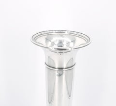 Sterling Silver Tall Trumpet /  Engraved Base Decorative Vase