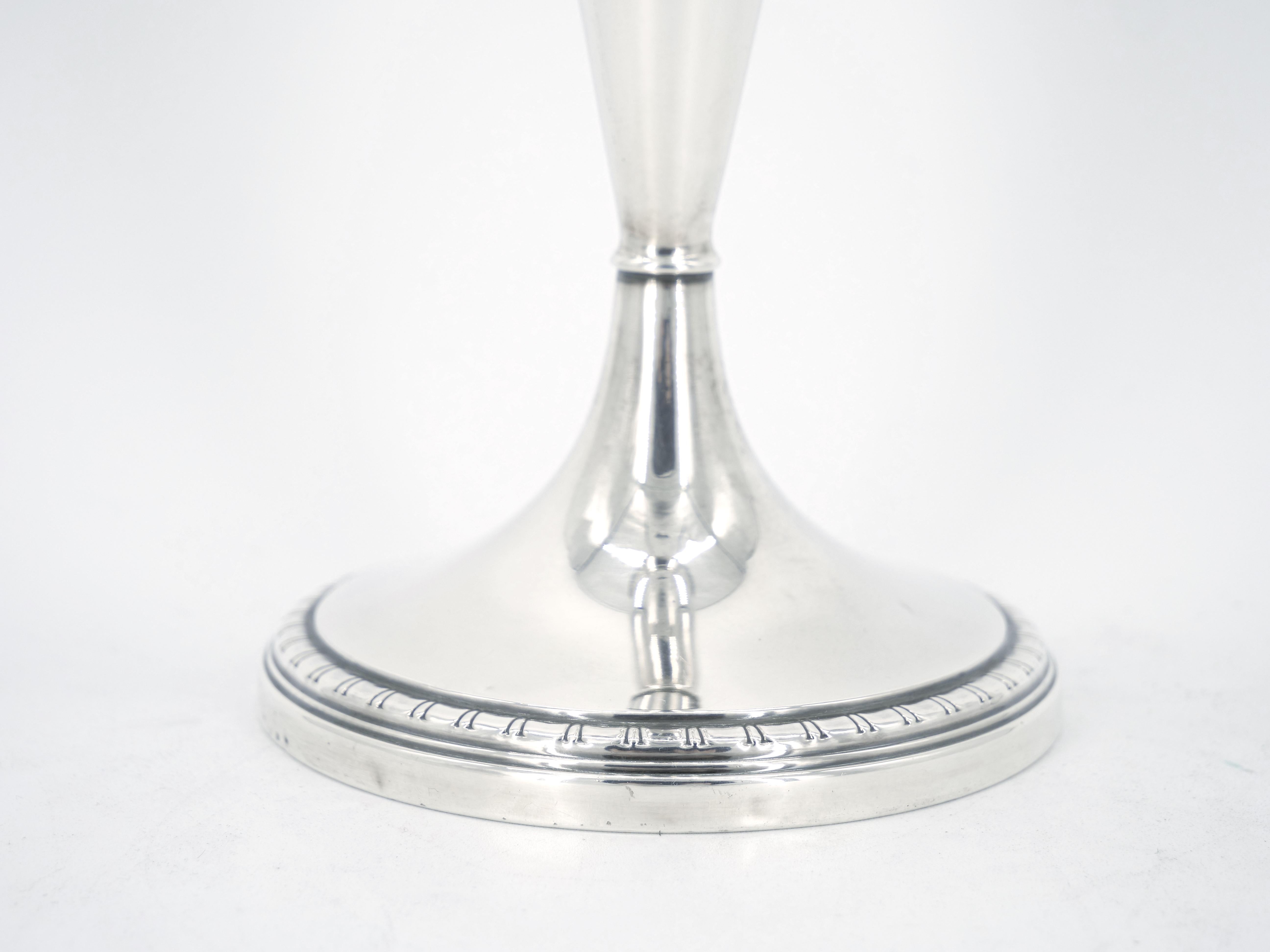 Victorian Sterling Silver Tall Trumpet /  Engraved Base Decorative Vase For Sale
