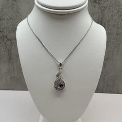 Sterling Silver Tanzanite Diamond Necklace 0.18ct 18in