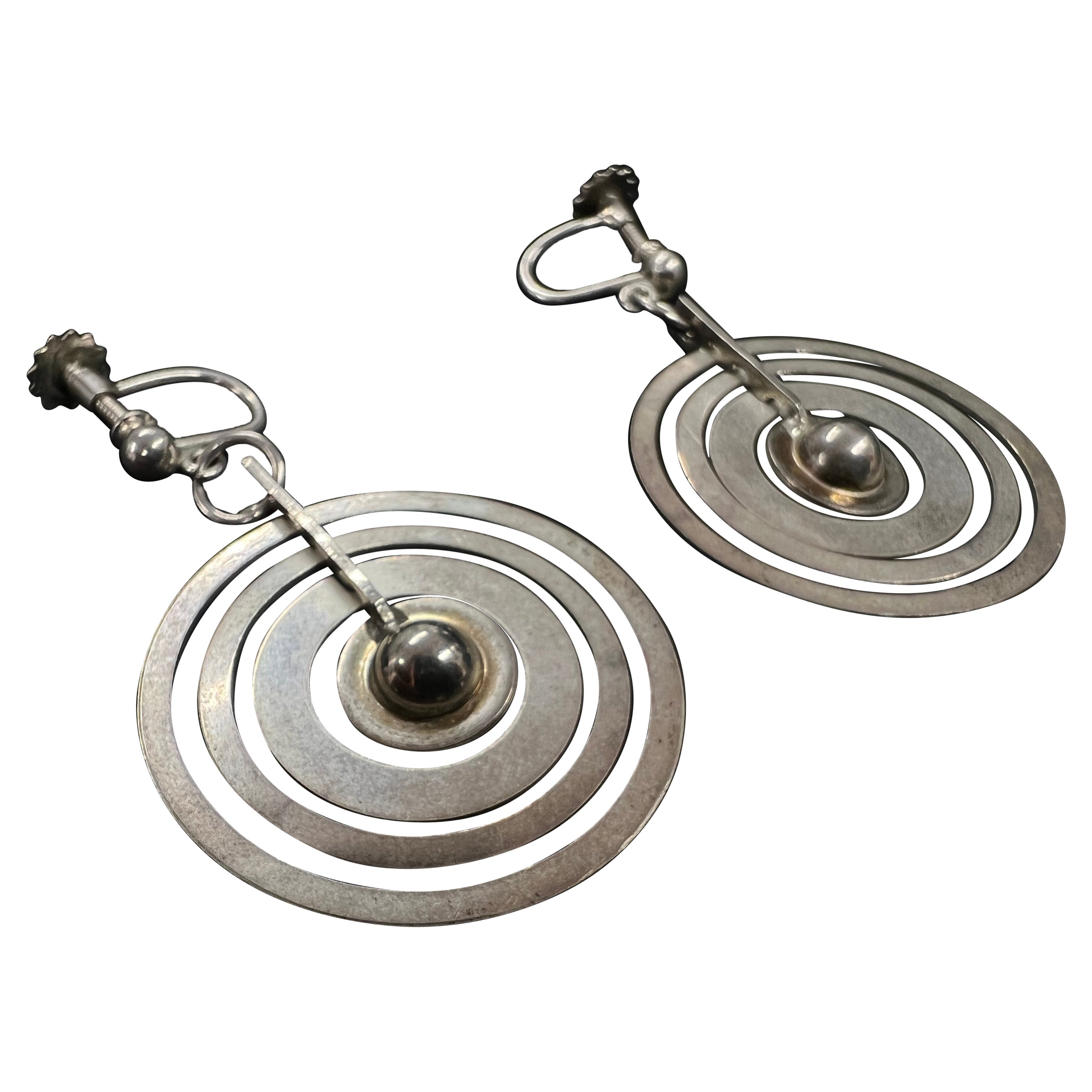 Orecchini in argento sterling Tapio Wirkkala "Hopeakuu" La luna d'argento 1971