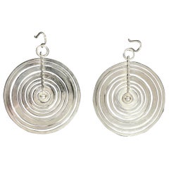 Sterling Silver Tapio Wirkkala "Hopeakuu" the Silver Moon Earrings, 1974