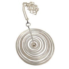 Sterling Silver Tapio Wirkkala "Hopeakuu" The Silver Moon Necklace Pendant 1971
