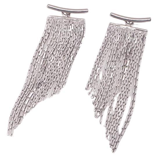 Sterling Silver Tassel Chain Dangle Earrings For Sale
