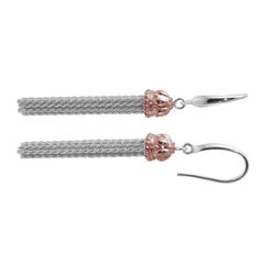 Sterling Silver Tassel Earrings, Rose Gold and Rhodium Finish