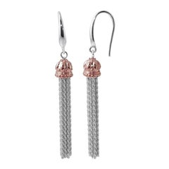 Sterling Silver Tassel Earrings, Rose Gold and Rhodium Finish