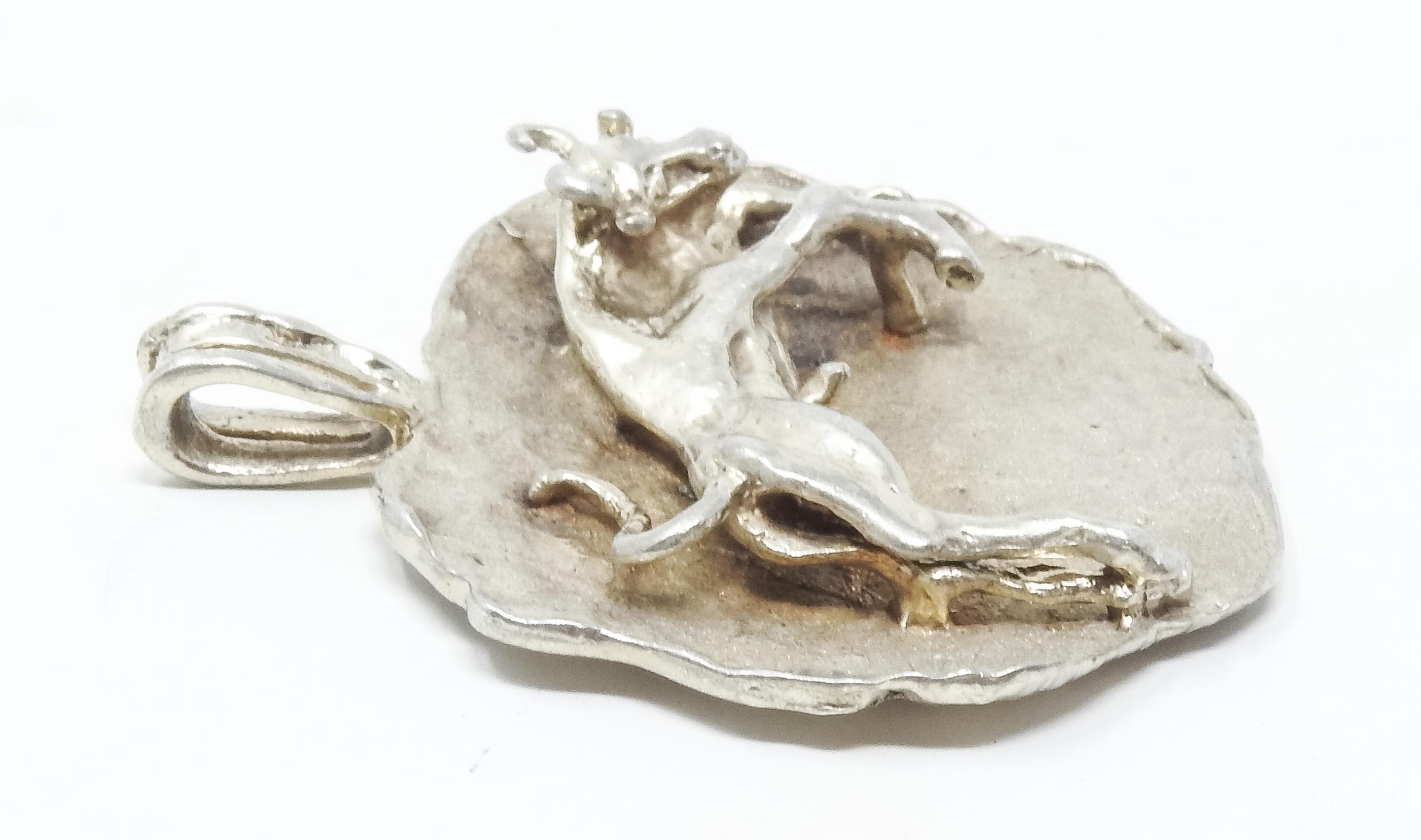 Sterling Silver Taurus Pendant, Vintage For Sale 1