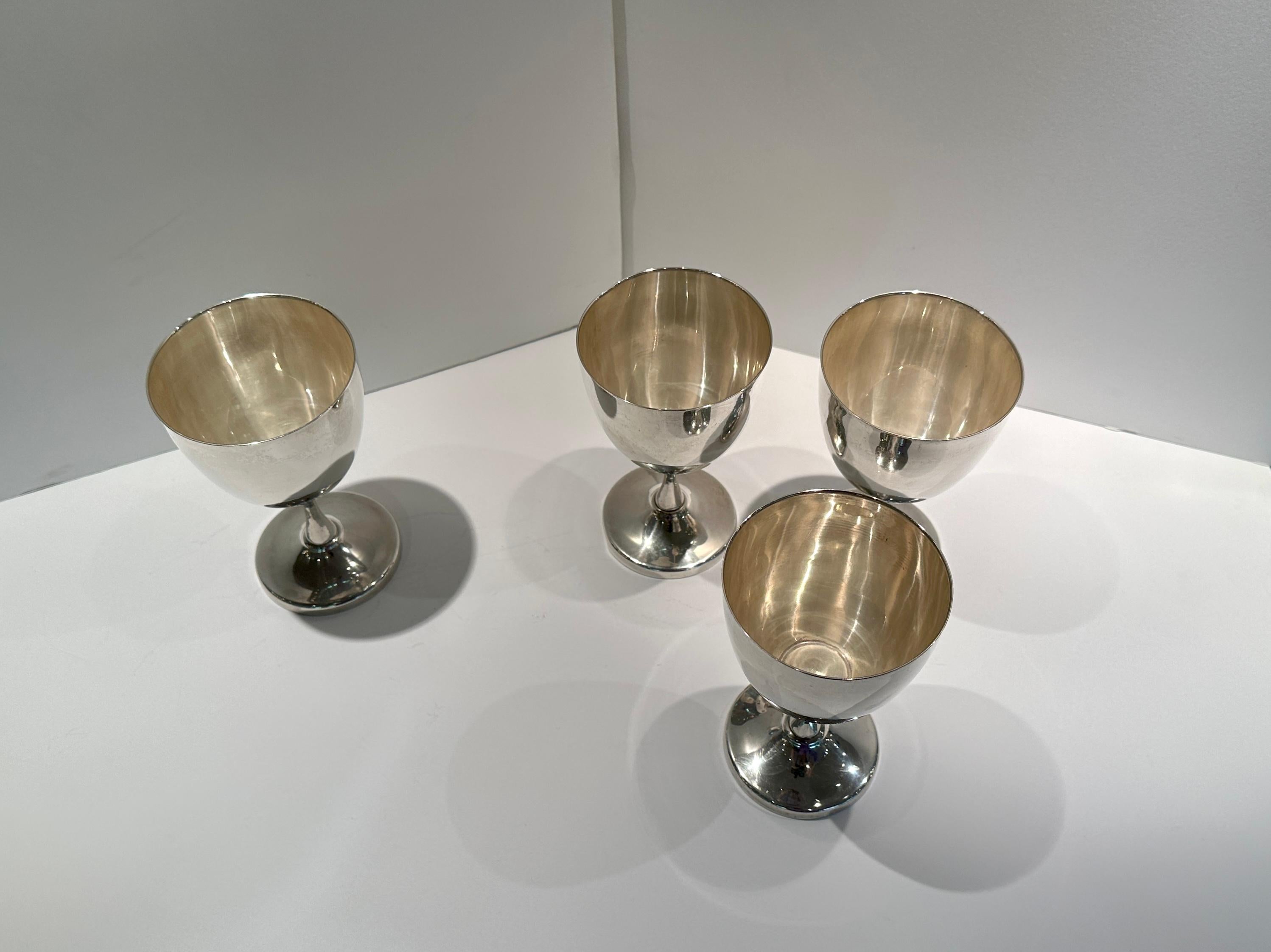 Mexican Sterling Silver Taxco Goblets set of 4 For Sale