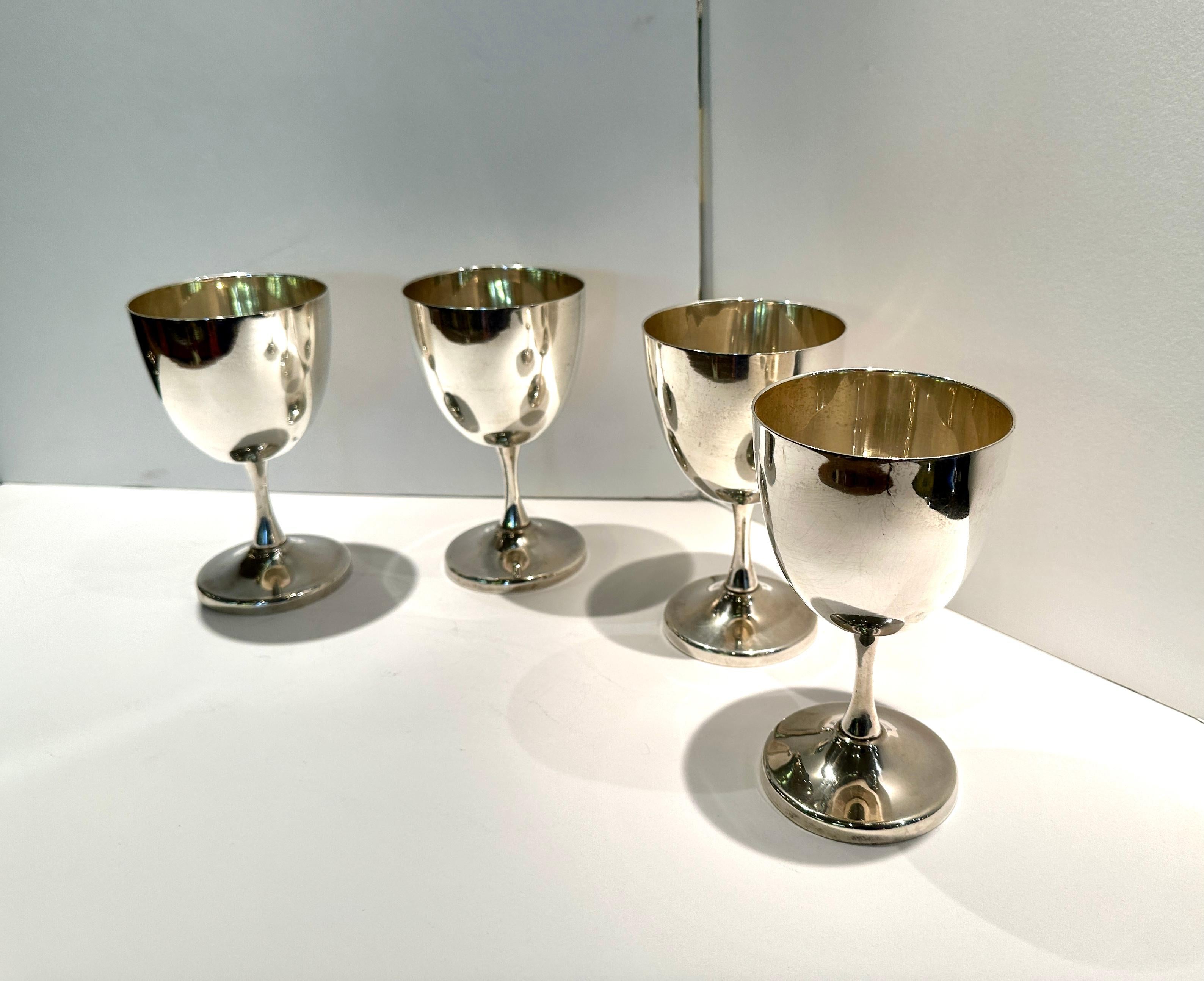 Mid-20th Century Sterling Silver Taxco Goblets set of 4 For Sale