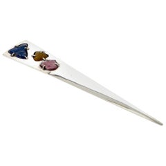 Sterling Silver Taxco Mexico Semi Precious Stones Letter Opener