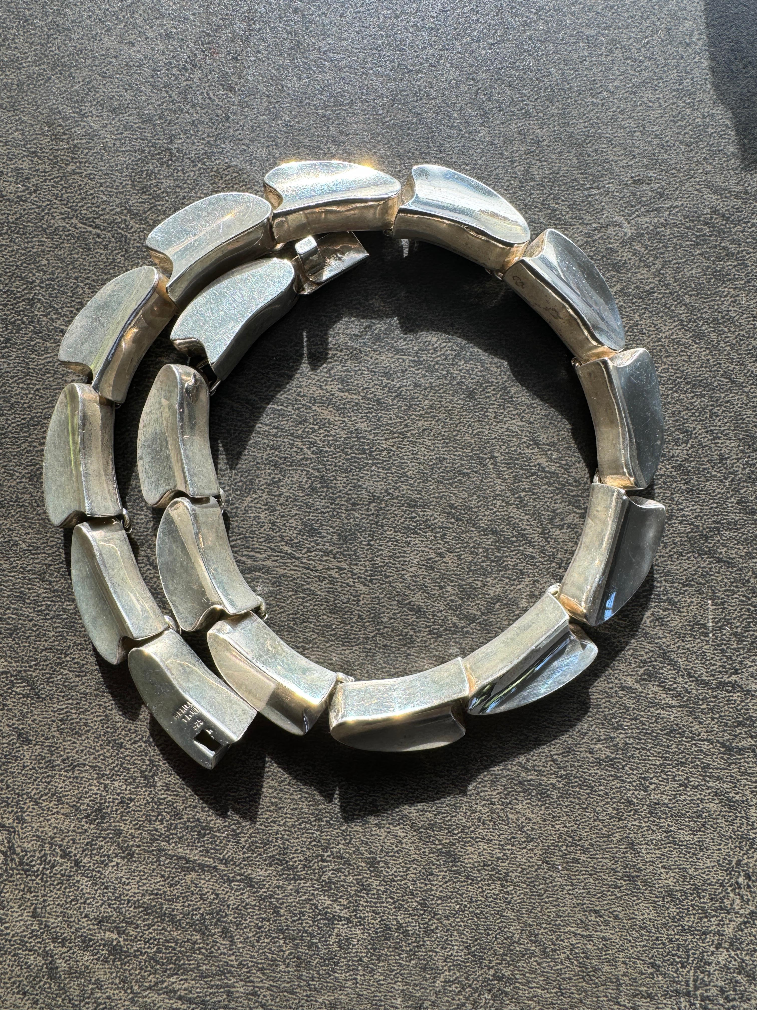 Collana Taxco in argento sterling, girocollo messicano modernista in vendita 5