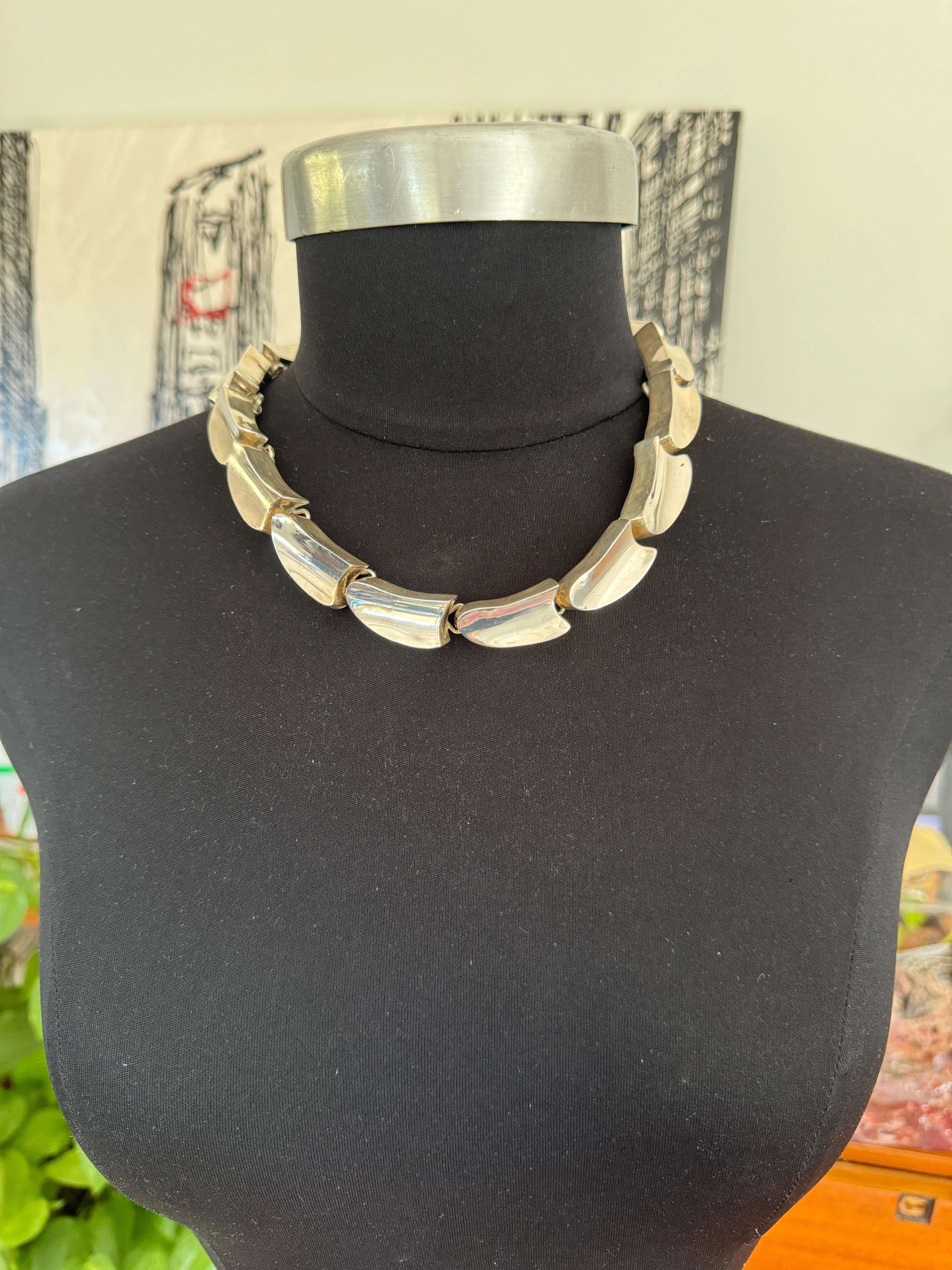 Modernista Collana Taxco in argento sterling, girocollo messicano modernista in vendita