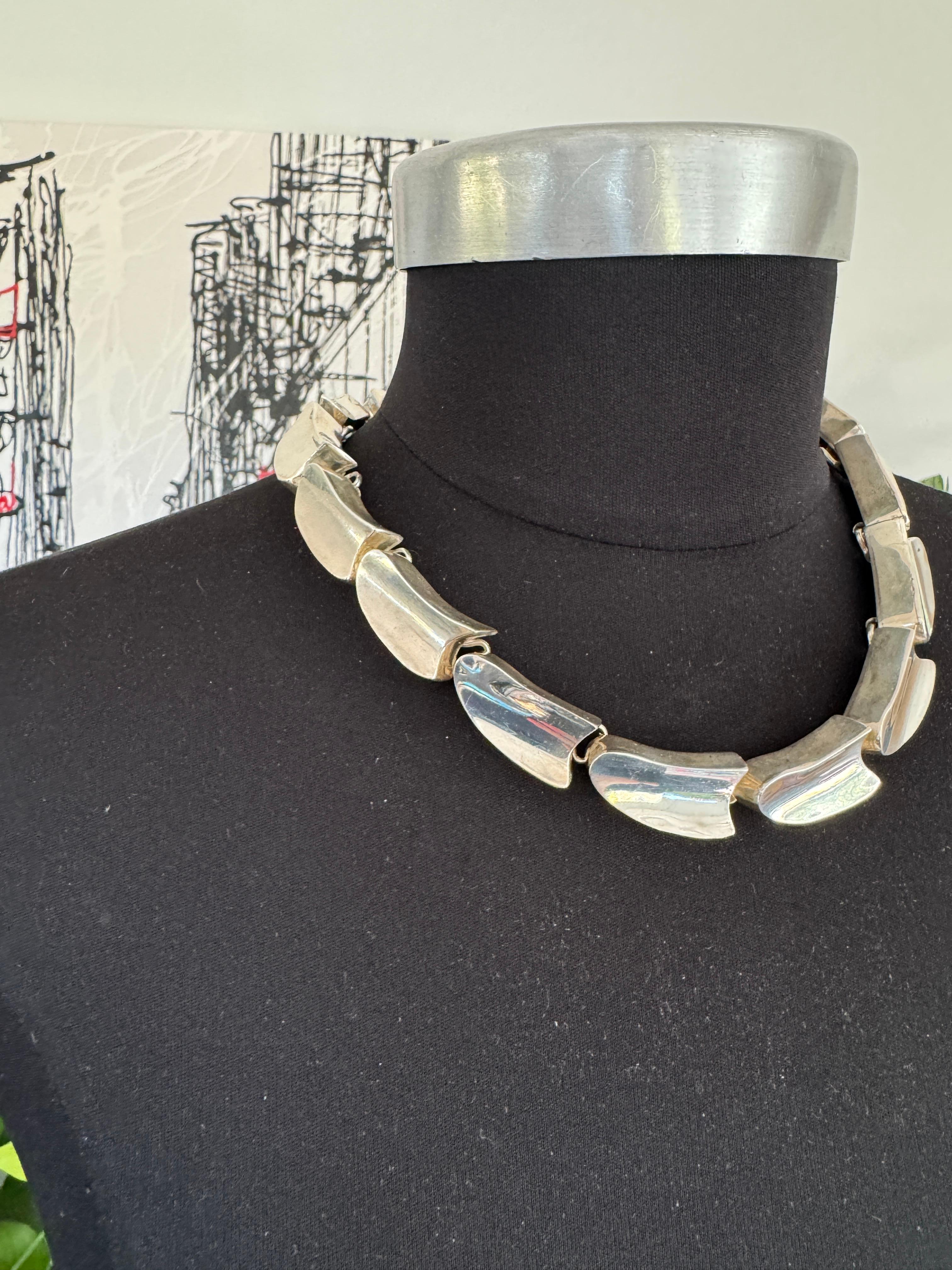 da uomo o donna Collana Taxco in argento sterling, girocollo messicano modernista in vendita