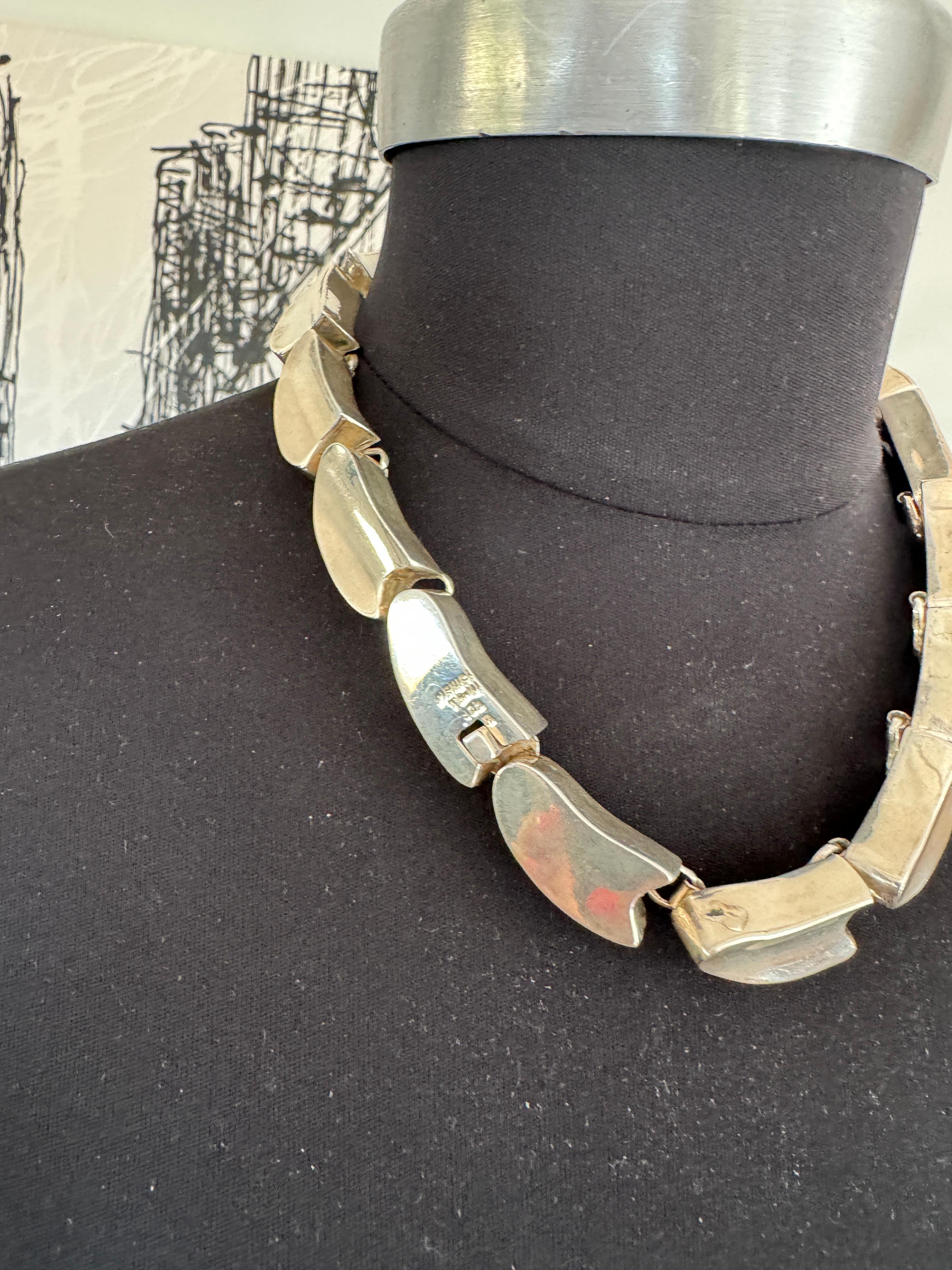 Collana Taxco in argento sterling, girocollo messicano modernista in vendita 1
