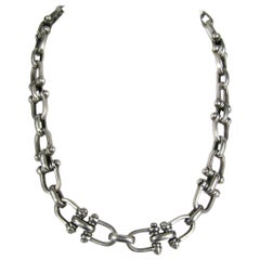 Sterling Silver Taxco Vintage Link Necklace 1970s 