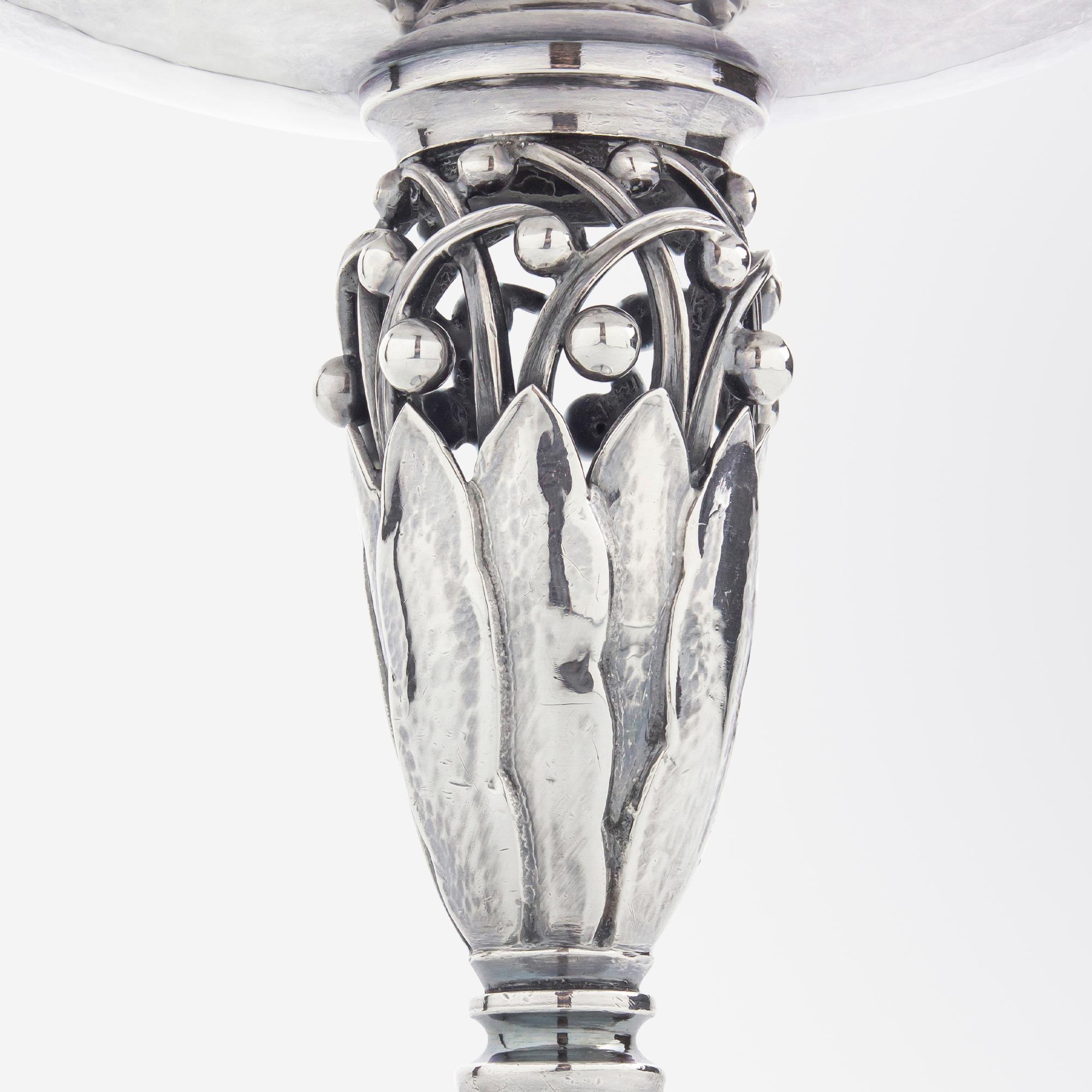 Art Nouveau Sterling Silver Tazza by Georg Jensen, Designed by Johan Rohde, Pattern 574C