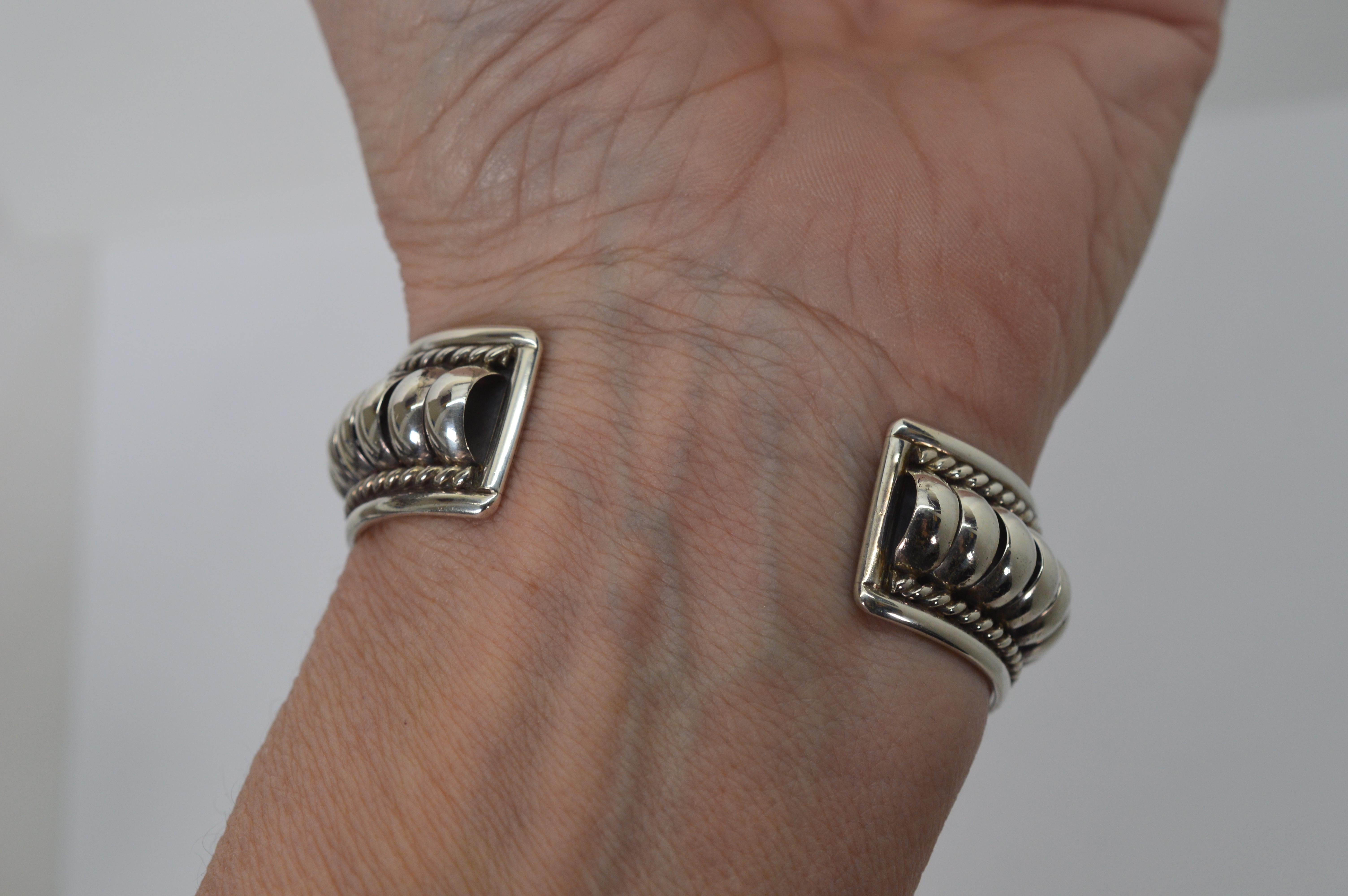 Sterling Silver TC Water Bead Design Cuff Bracelet For Sale 1