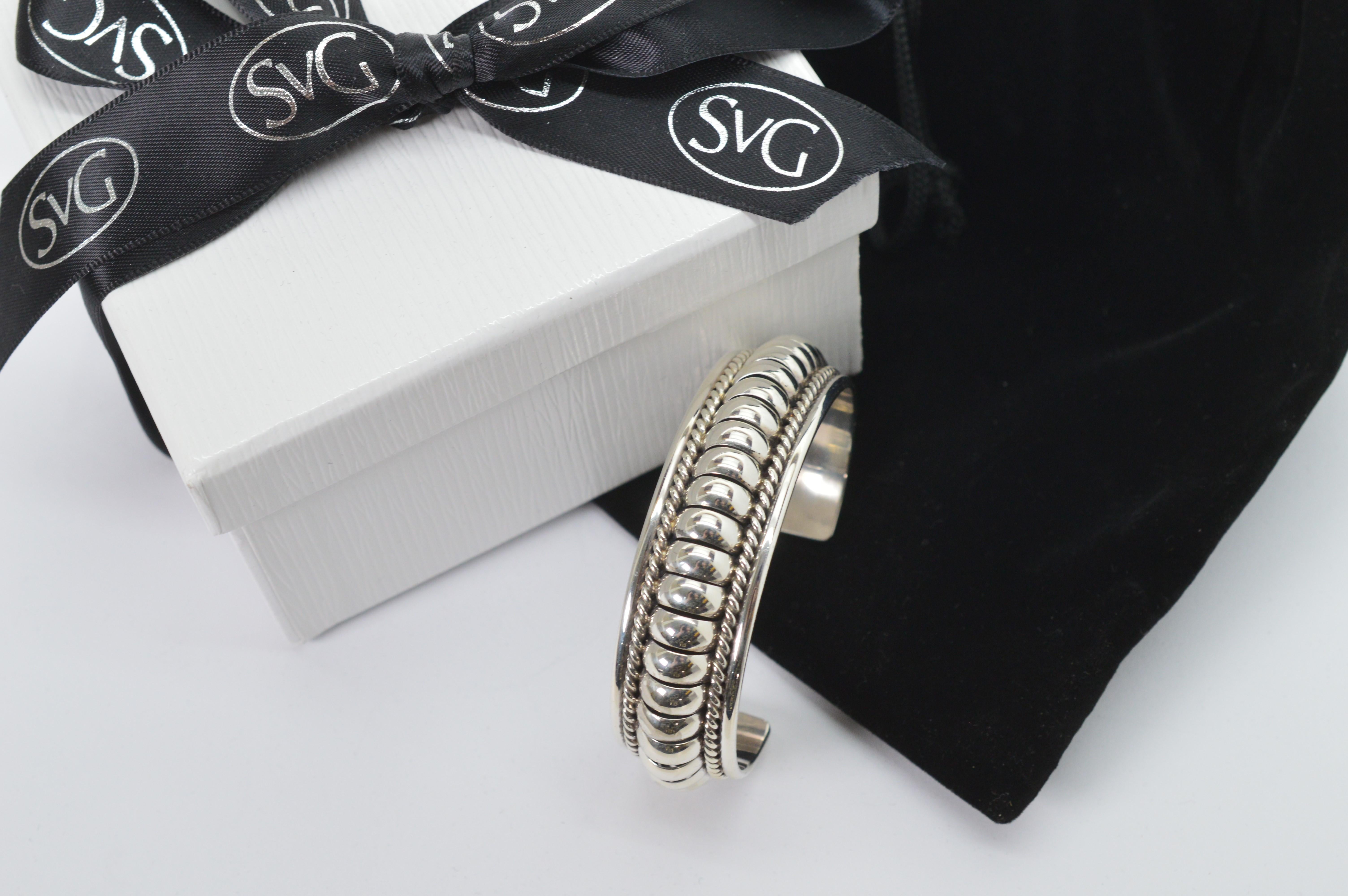 Sterling Silver TC Water Bead Design Cuff Bracelet For Sale 3