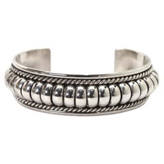 Retro Sterling Silver TC Water Bead Design Cuff Bracelet