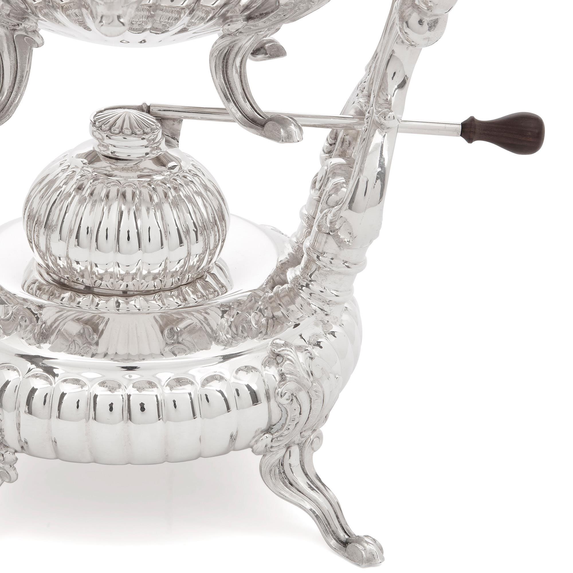 Neoclassical Sterling Silver Tea and Coffee Service Set on Tray by Camusso