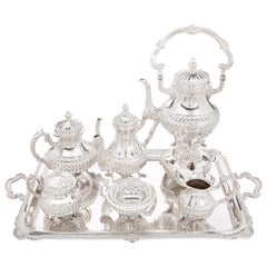 Sterling Silver Tea and Coffee Service Set on Tray by Camusso