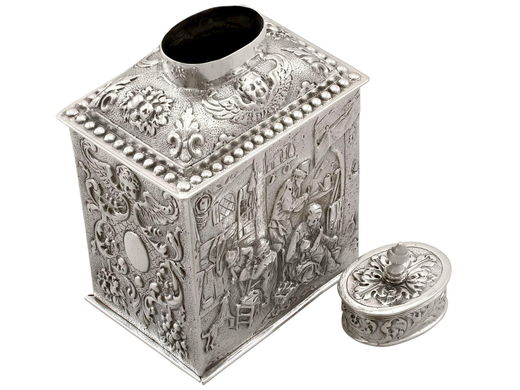 Sterling Silver Tea Caddy, Antique George V, '1925' In Excellent Condition In Jesmond, Newcastle Upon Tyne