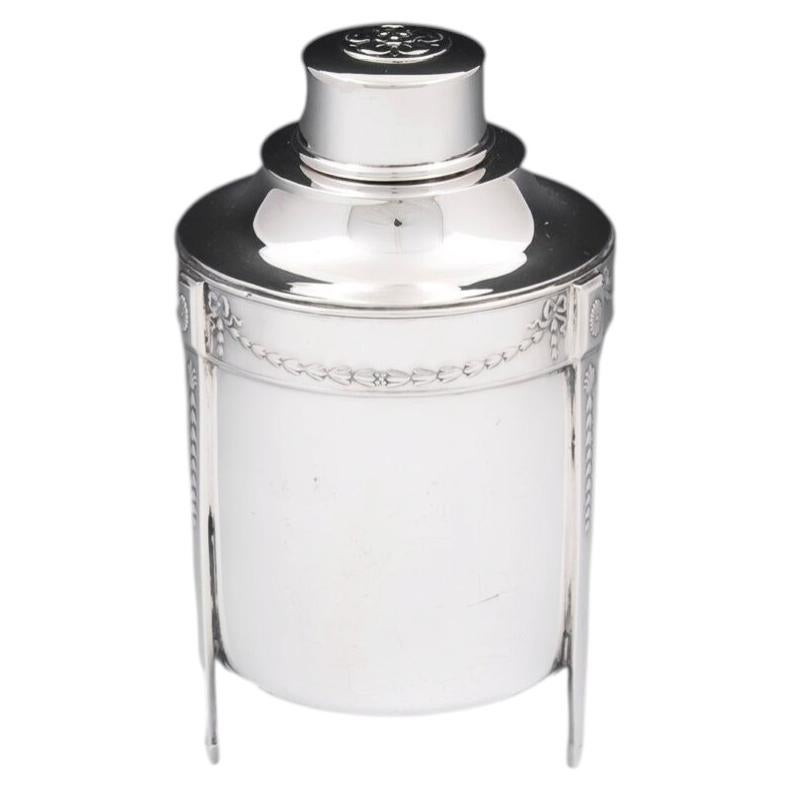 Sterling Silver Tea Caddy by John Round & Son Ltd For Sale