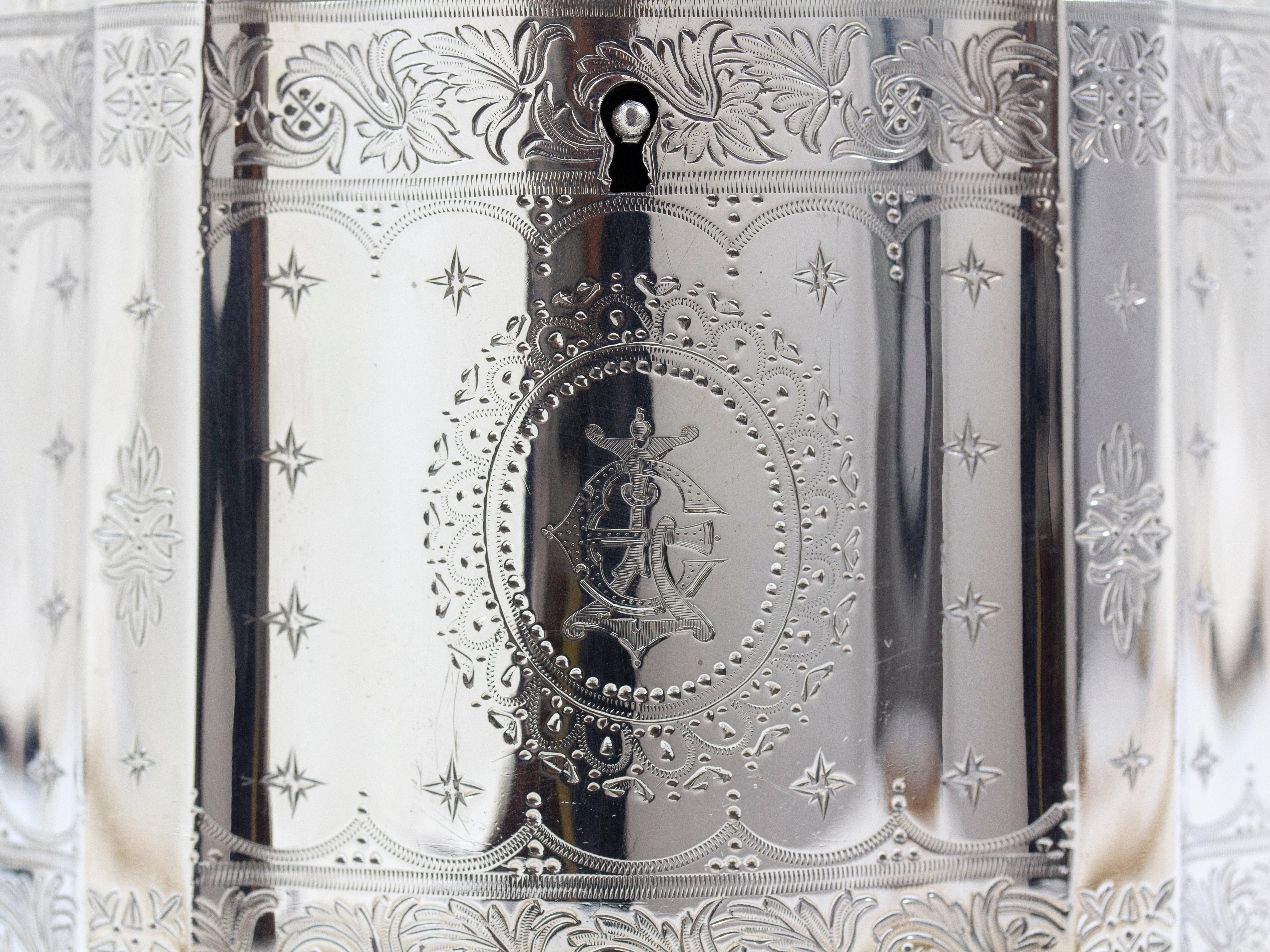 Sterling Silver Tea Caddy Elkington & Co. 2