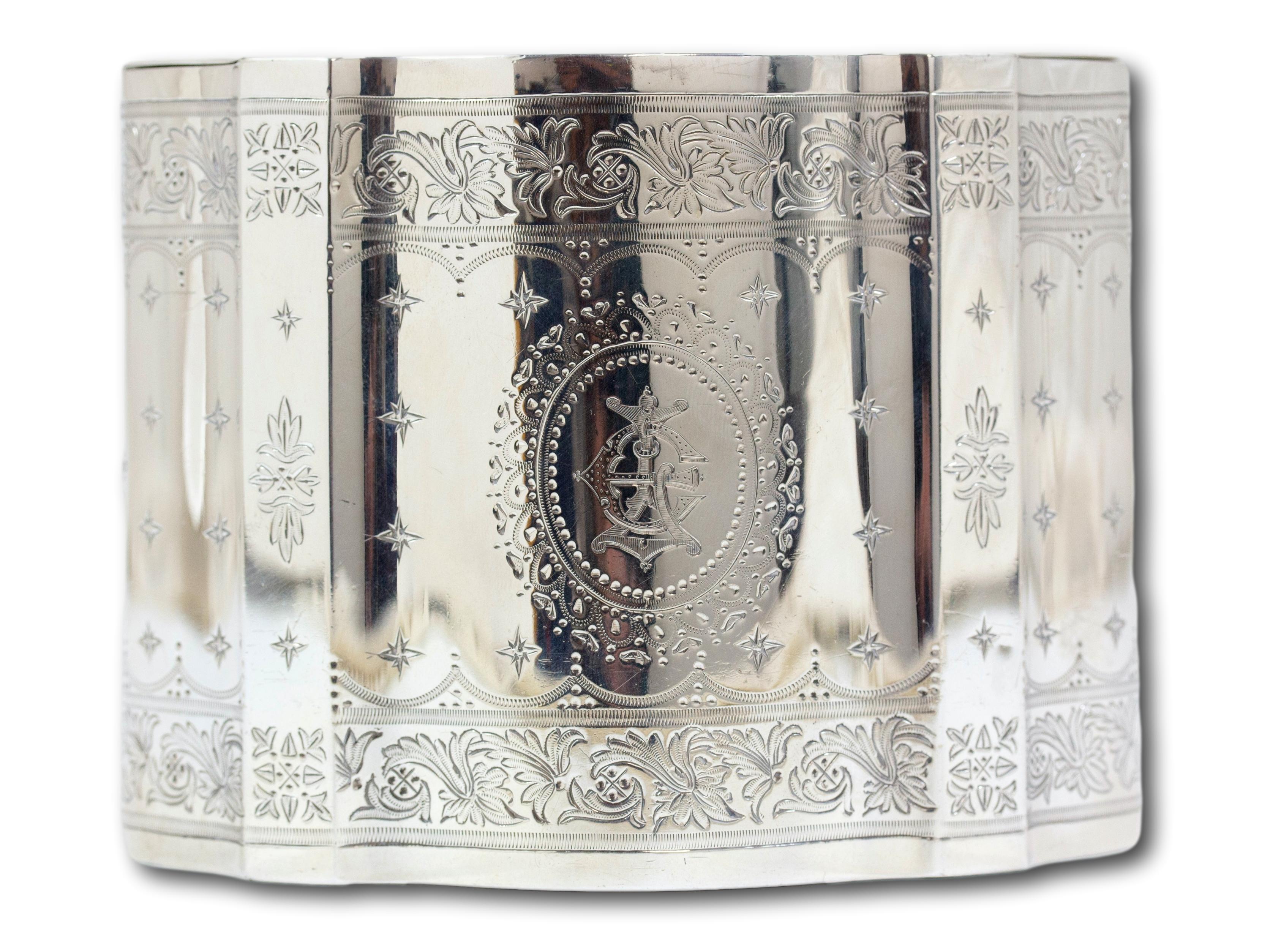 Engraved Sterling Silver Tea Caddy Elkington & Co.