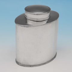 Hester Bateman, Sterling Silver Tea Caddy, London 1788, Oval Shape